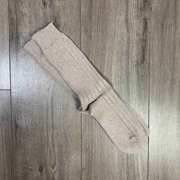 J.Crew Ribbed Cotton Blend Socks Men One Size Grayish Brown Lightweight Mid Calf - Picture 3 of 4